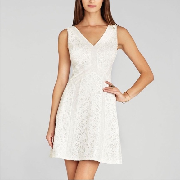 BCBGMaxAzria Gracie Off-White Sequin Lace Mini Dress Bridal Shower Wedding - Picture 1 of 14
